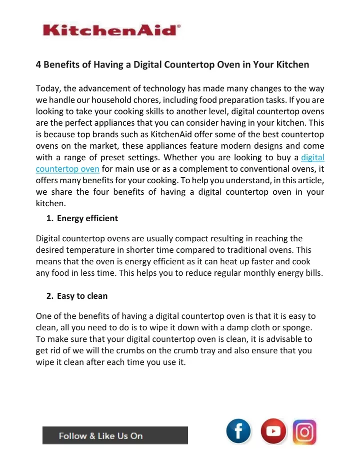 4 benefits of having a digital countertop oven