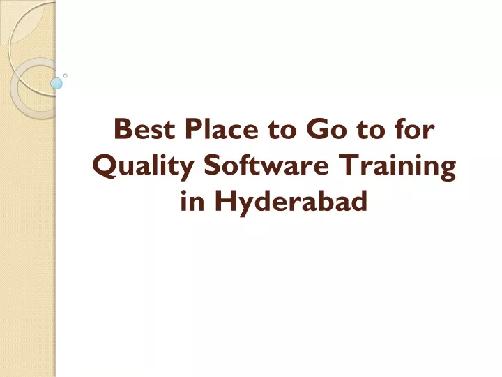 best place to go to for quality software training in hyderabad