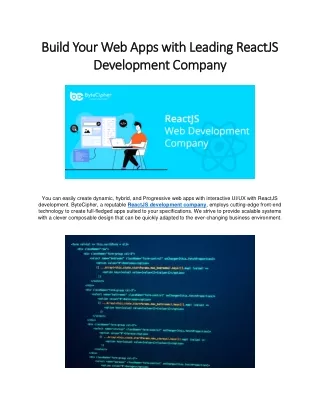 Reactjs Development Company