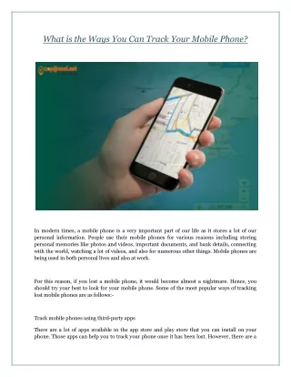 What is the Ways You Can Track Your Mobile Phone?