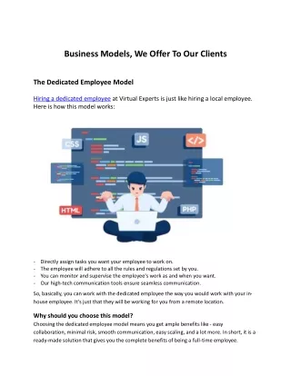 The Business Models VirtualExperts Offers.
