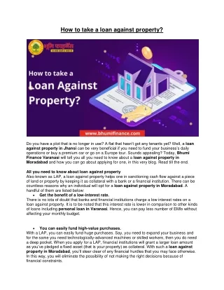 how to take a loan against property
