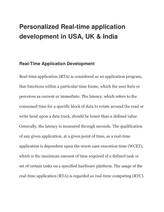 Personalized Real-time application development in USA, UK & India