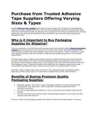 purchase from trusted adhesive tape suppliers