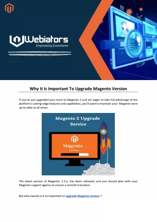 why it is important to upgrade magento version