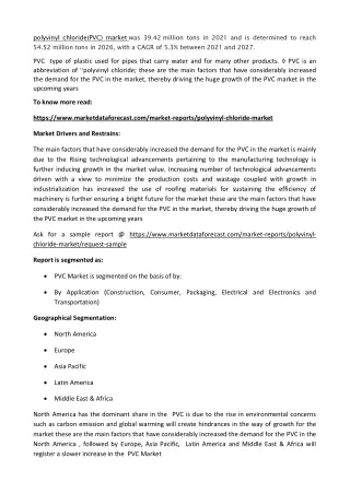 polyvinyl chloride pvc market was 39 42 million