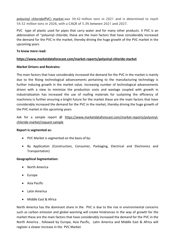 polyvinyl chloride pvc market was 39 42 million