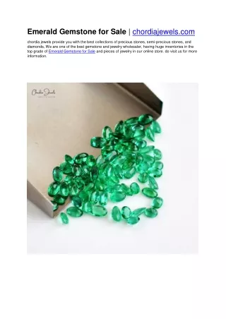 Emerald Gemstone for Sale | chordiajewels.com