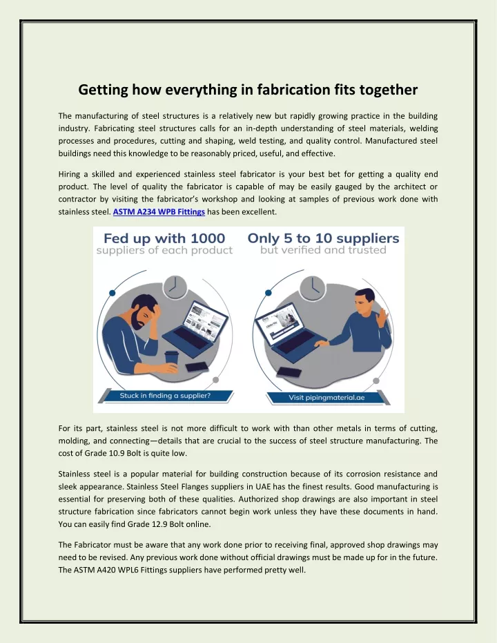 getting how everything in fabrication fits