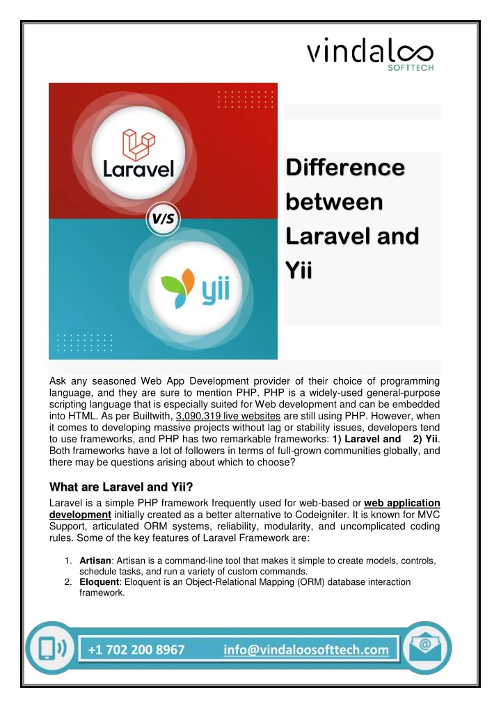 difference between laravel and yii