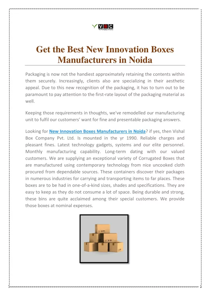 get the best new innovation boxes manufacturers