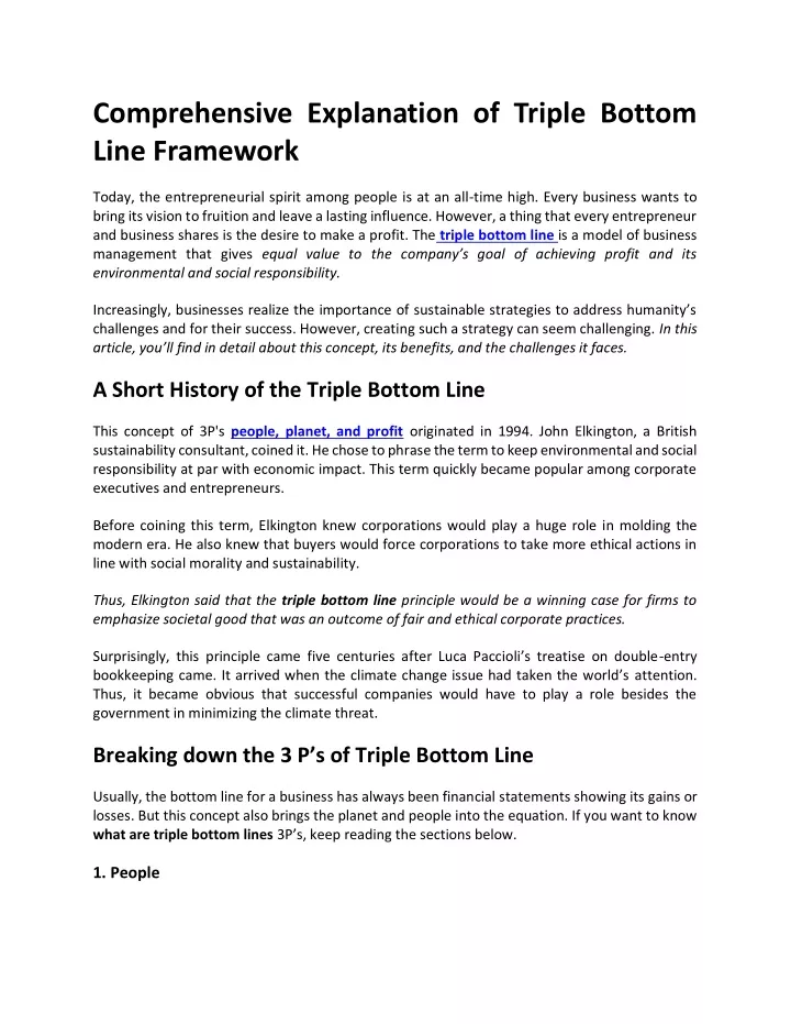 comprehensive explanation of triple bottom line