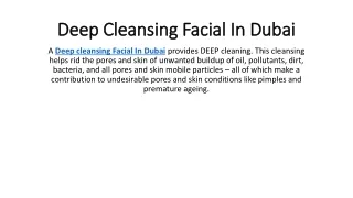deep cleansing facial in dubai