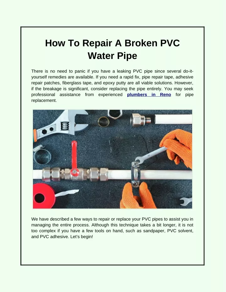 how to repair a broken pvc water pipe