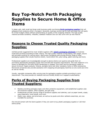 Buy Top-Notch Perth Packaging Supplies to Secure Home & Office Items