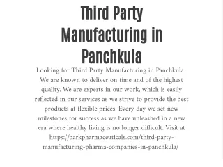 third party manufacturing in panchkula looking