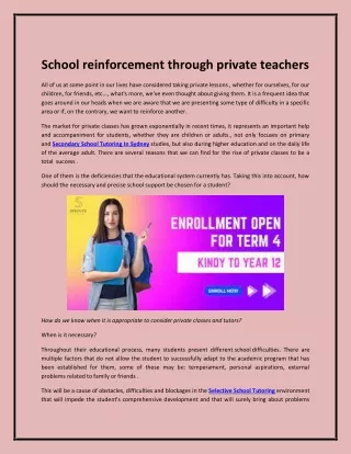 School reinforcement through private teachers