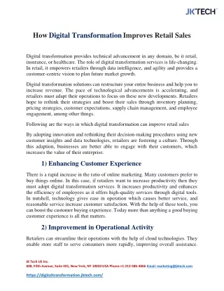How Digital Transformation Improves Retail Sales