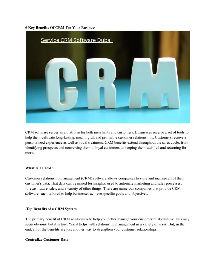 6 key benefits of crm for your business