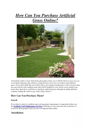 How Can You Purchase Artificial Grass Online