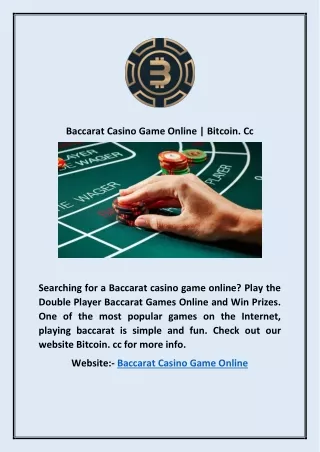 Baccarat Casino Game Online | Btcwin.cc