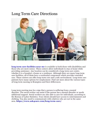 Long Term Care Directions