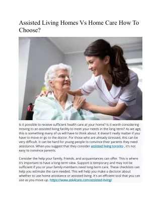 Assisted Living Homes Vs Home Care How To Choose