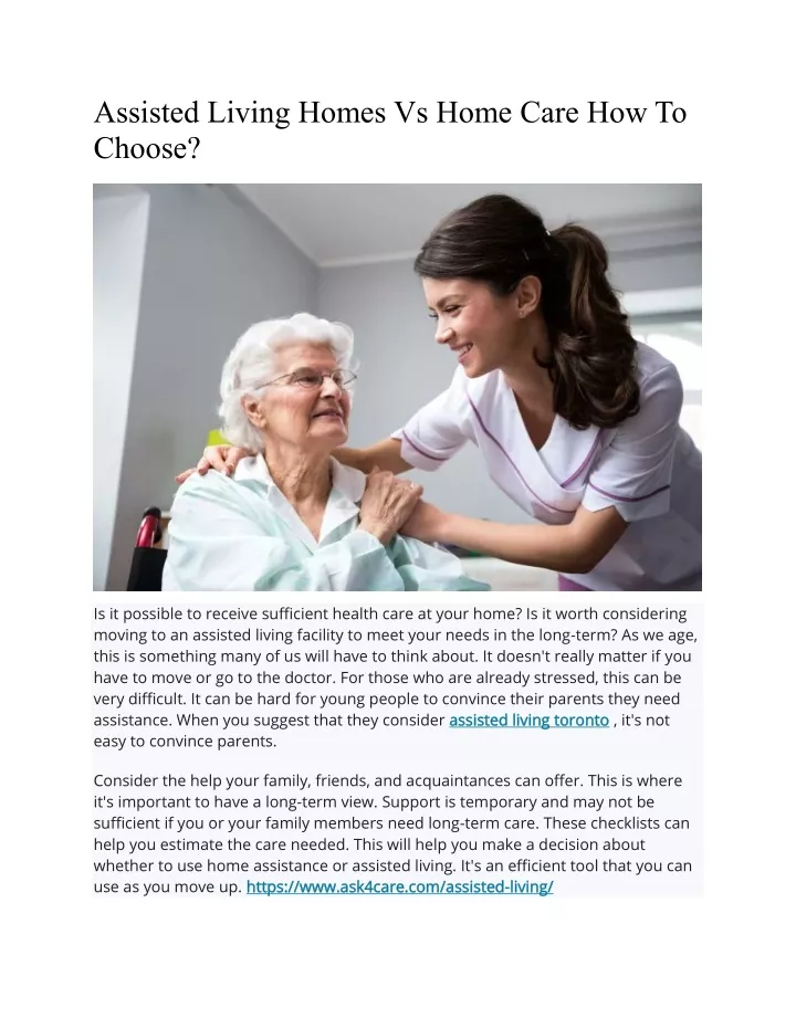 assisted living homes vs home care how to choose