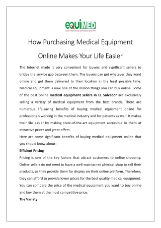 How Purchasing Medical Equipment Online Makes Your Life Easier