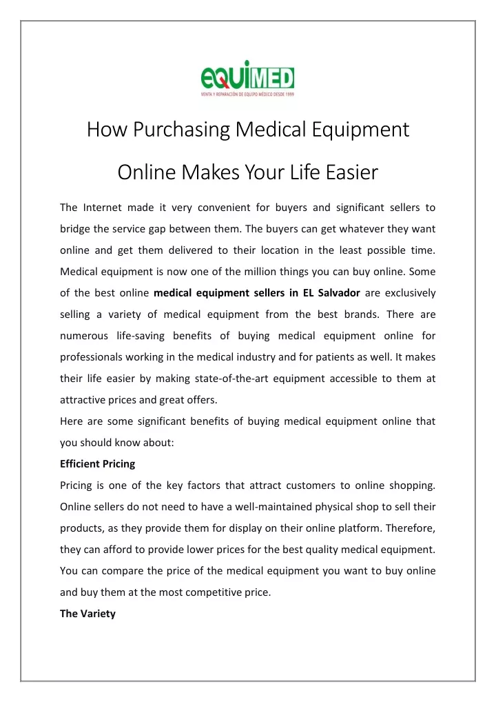 how purchasing medical equipment