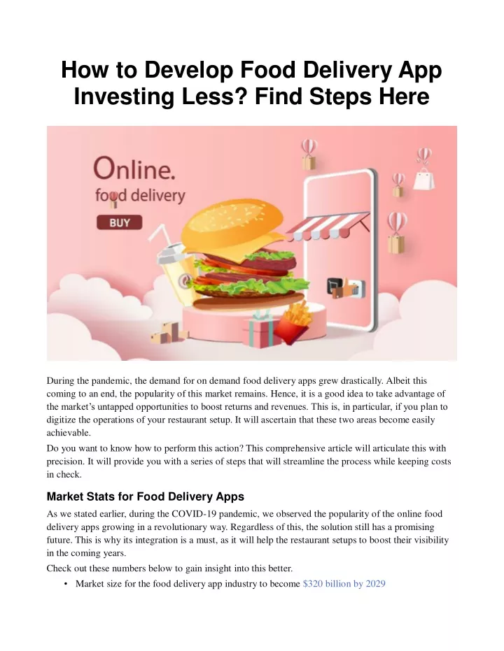 how to develop food delivery app investing less