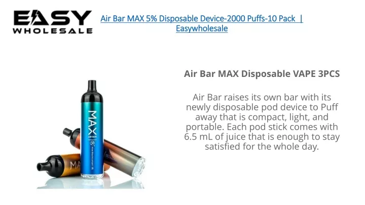air bar max 5 disposable device 2000 puffs 10 pack easywholesale