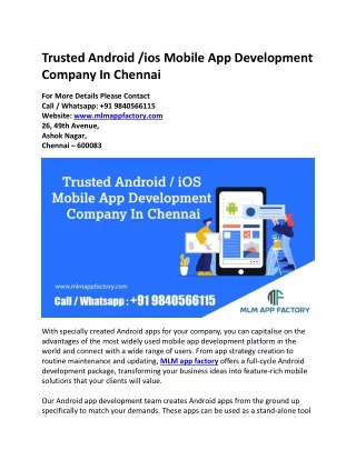 trusted android ios mobile app development