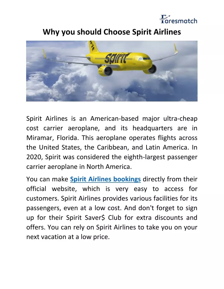 why you should choose spirit airlines