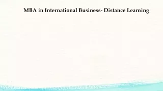 mba in international business distance learning