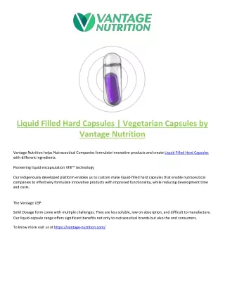 Liquid Filled Capsules-Vantage Nutrition