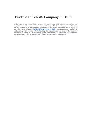 Find the Bulk SMS Company in Delhi