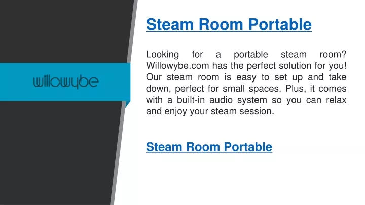 steam room portable