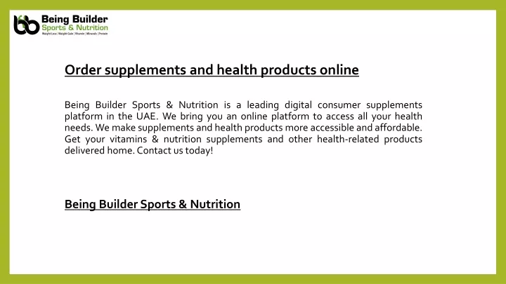 order supplements and health products online