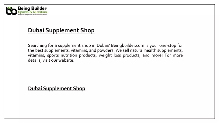 dubai supplement shop