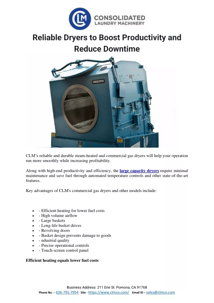 reliable dryers to boost productivity and reduce