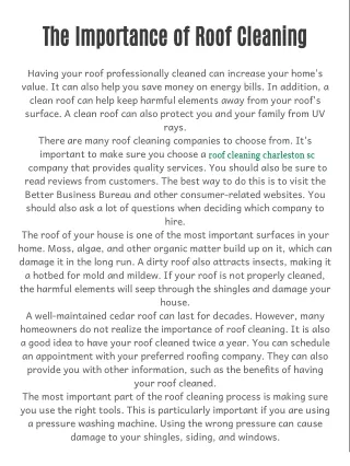 The Importance of Roof Cleaning