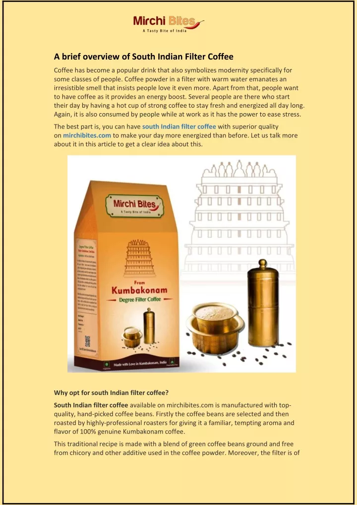 a brief overview of south indian filter coffee