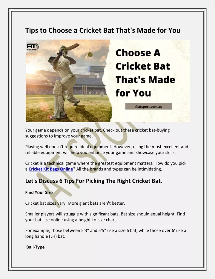 tips to choose a cricket bat that s made for you