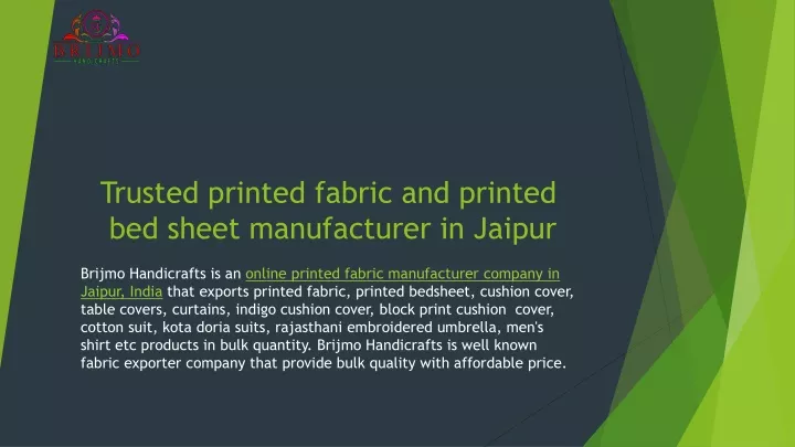 trusted printed fabric and printed bed sheet manufacturer in jaipur