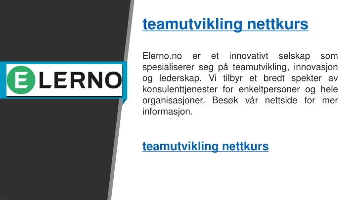 teamutvikling nettkurs