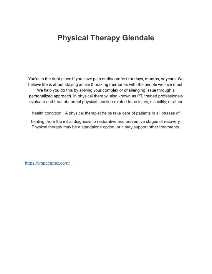 physical therapy glendale