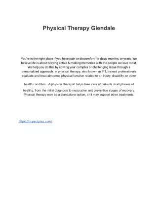 Untitled documentPhysical Therapy Glendale   You're in the right place if you