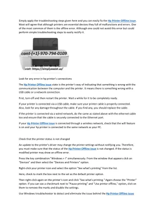 fix the Hp Printer Offline issue