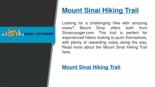 Mount Sinai Hiking Trail   Sinaivoyager.com